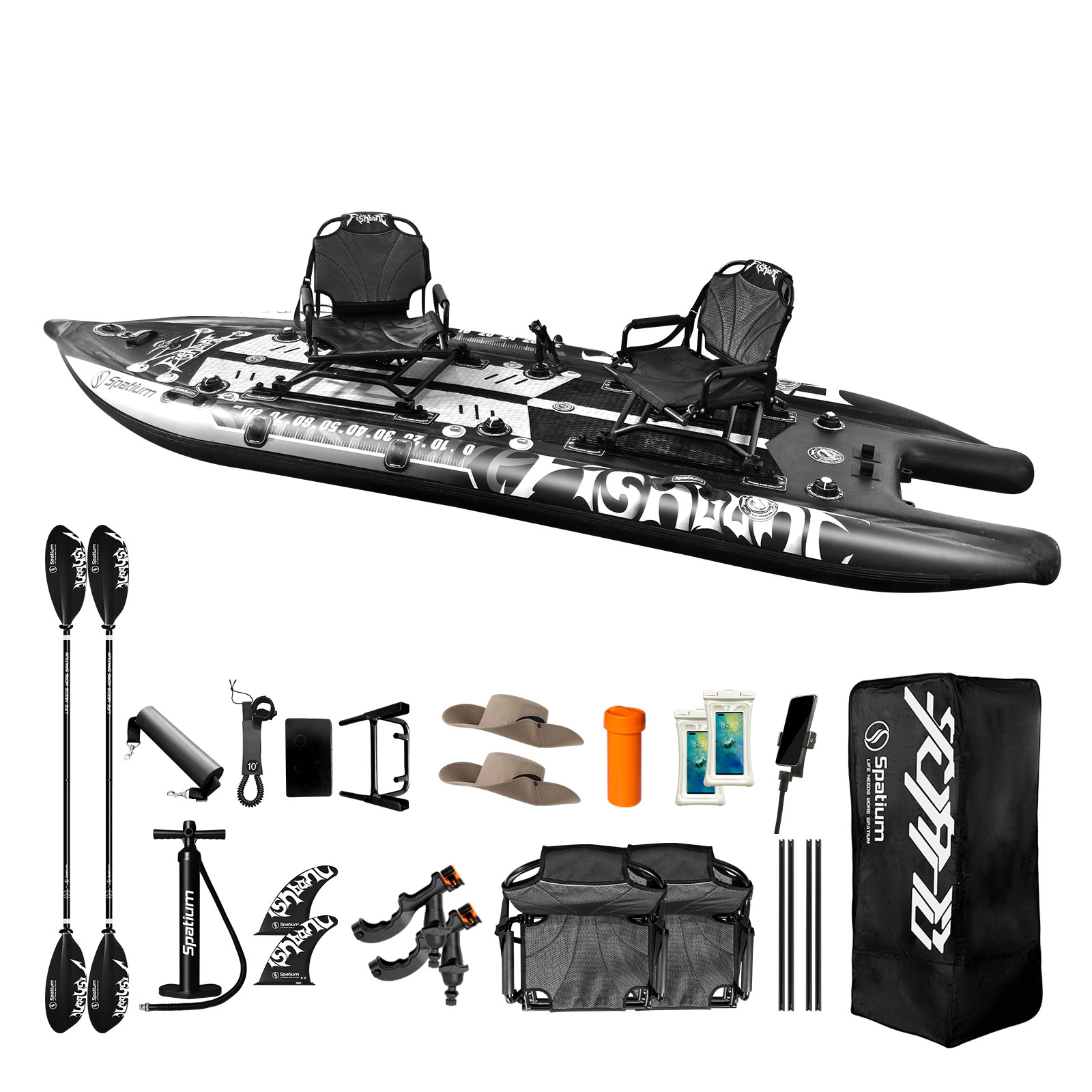 Fishing Kayak Paddle - Spatium Papan Dayung Tiup untuk 2